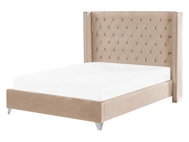 Bed Fluweel LUBBON 160 x 200 cm Beige