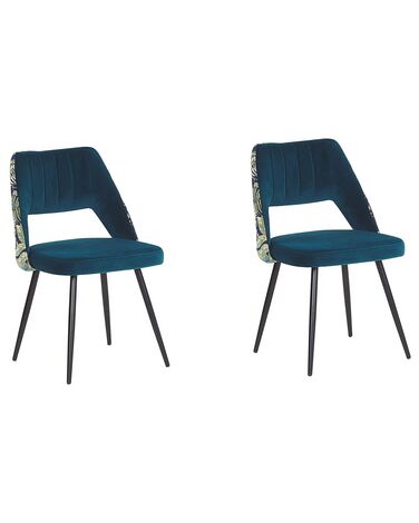 Set van 2 eetkamerstoelen ANSLEY Fluweel Zeeblauw