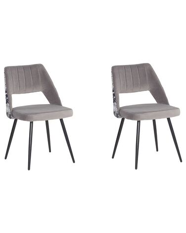 Set van 2 eetkamerstoelen ANSLEY Fluweel Grijs