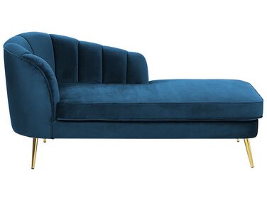 Chaise longue côté gauche ALLIER Velours Bleu marine