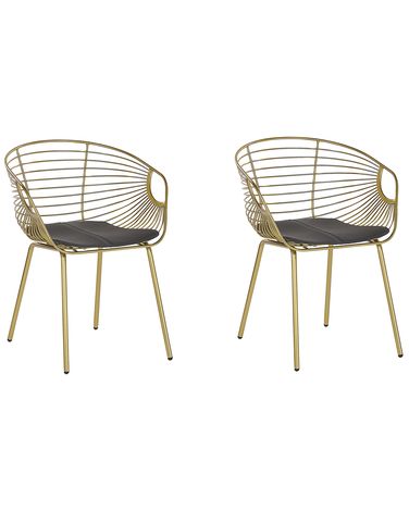 Set van 2 eetkamerstoelen HOBACK Metaal Goud