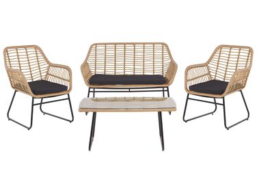 Garden Lounge Set with Table 4 Seater MINORI PE Rattan Beige