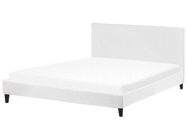Bed Fluweel FITOU 180 x 200 cm Wit