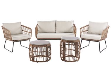 Garden Lounge Set with Table 4 Seater RAVELLO PE Rattan Natural