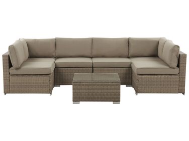 Ensemble de canapés d'angle de jardin 6 places BELVEDERE Polyrotin Marron