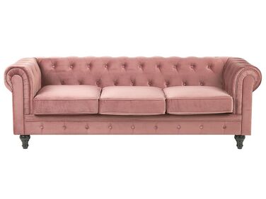 Bank 3-zits CHESTERFIELD Fluweel Roze