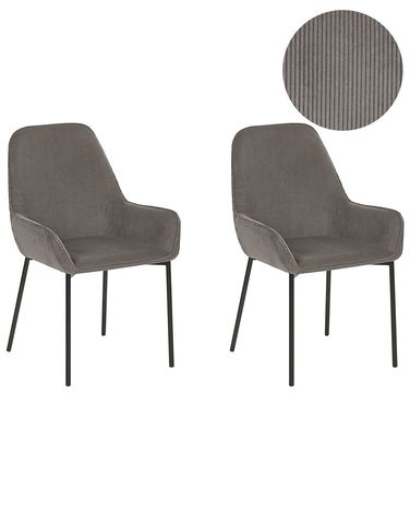 Set van 2 eetkamerstoelen LOVERNA Corduroy Grijs
