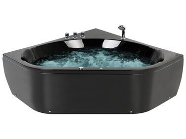 Baignoire d’angle à remous avec LED MEVES 140 x 140 cm Noir