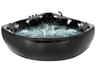 Baignoire d'angle à remous avec LED SENADO 205 x 150 cm Noir
