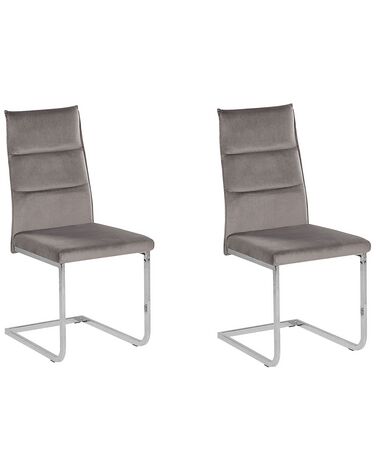 Set van 2 eetkamerstoelen ROCKFORD Fluweel Grijs
