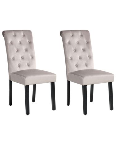 Set van 2 eetkamerstoelen VELVA Fluweel Grijs
