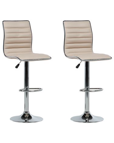 Set van 2 barstoelen LUCERNE Kunstleer draaibaar Lichtbeige