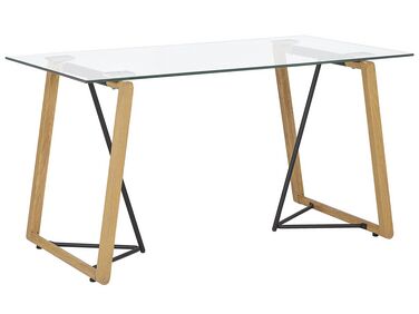 Eettafel TACOMA Lichtbruin 140 cm 80 cm Veiligheidsglas