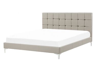 Bed Kunstleer AMBERT 140 x 200 cm Taupe