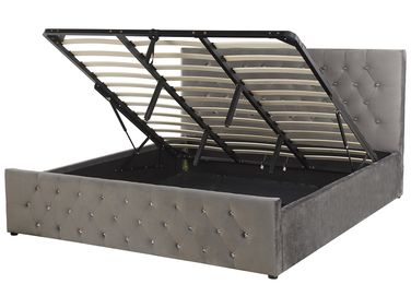Bed met opbergruimte Fluweel AMIENS 180 x 200 cm Grijs