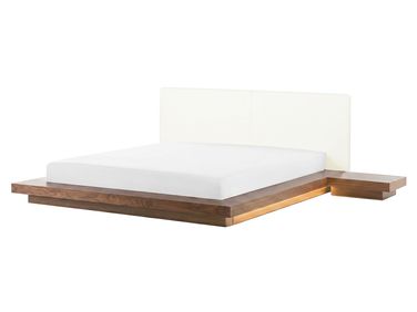 Bed met LED-verlichting ZEN 160 x 200 cm Bruin essenhout