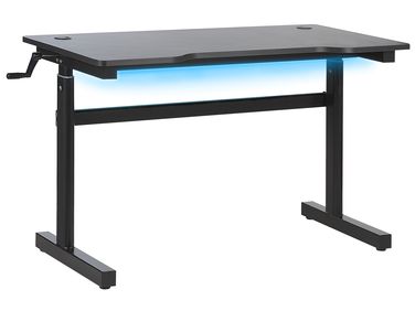Bureau gaming réglable manuellement DURBIN Noir 120 cm 60 cm LED RVB