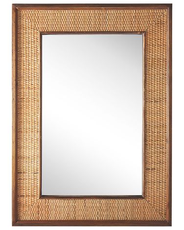 Wall Mirror IGUALA 54 cm 74 cm Bamboo Natural Ash Wood