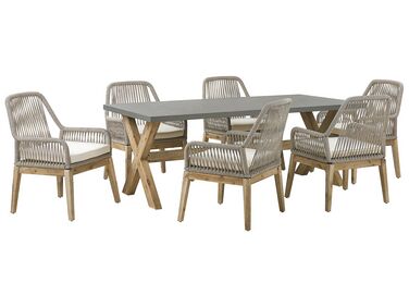 Garden Dining Set 6 Seater OLBIA with Cushions Beige