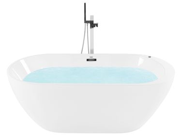 Baignoire balnéo îlot avec LED NEVIS 170 x 80 cm Blanc