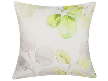 Coussin PEPEROMIA Coton 45 x 45 cm Blanc Motif de plante