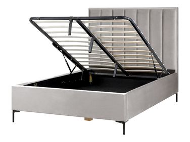 Bed met opbergruimte Fluweel SEZANNE 140 x 200 cm Lichtgrijs