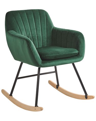 Fauteuil à bascule LIARUM Velours Vert émeraude