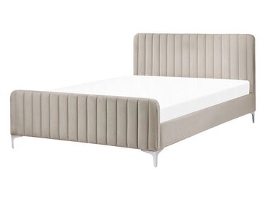 Bed Fluweel LUNAN 140 x 200 cm Taupe
