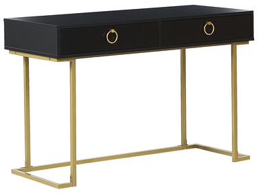Console WESTPORT Noir/doré 115 cm 50 cm avec tiroirs