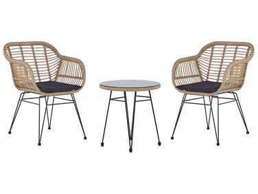 Bistroset met kussens TROPEA II PE rotan Natuurlijk