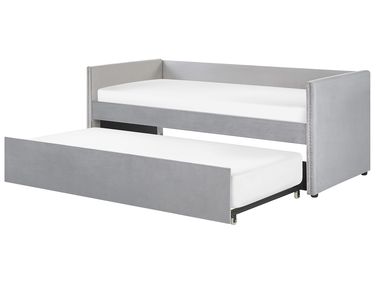 Onderschuifbed Fluweel TROYES 90 x 200 cm Lichtgrijs