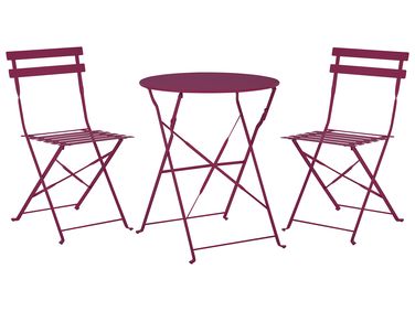 Ensemble bistrot Pliant FIORI Métal Rouge Bordeaux