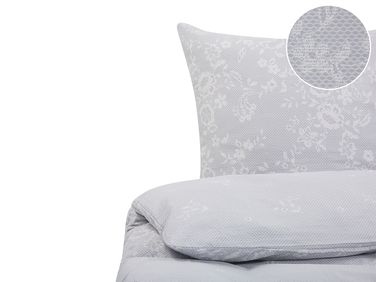 Duvet Cover Set MORNINGSIDE Sateen Cotton 220 x 240 cm Grey