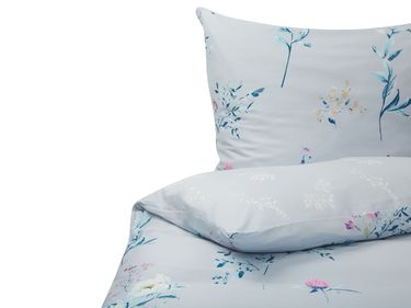 Duvet Cover Set EVERGREEN Sateen Cotton 135 x 200 cm Light Blue