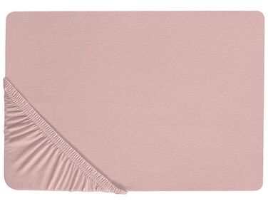 Drap housse HOFUF Coton 160 x 200 cm Rose