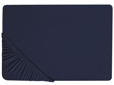 Fitted Sheet HOFUF Cotton 180 x 200 cm Navy Blue
