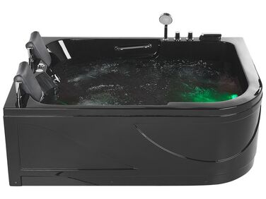 Baignoire d'angle à remous avec LED BAYAMO Côté droit 170 x 120 cm Noir