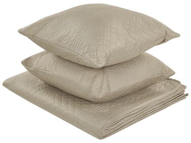 Bedspread with Cushions SHUSH 160 x 220 cm Taupe