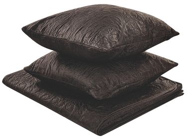 Sprei met kussens RAYEN 140 x 210 cm Bruin