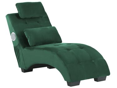 Chaise longue SIMORRE Velours Vert émeraude Avec haut-parleur Bluetooth intégré