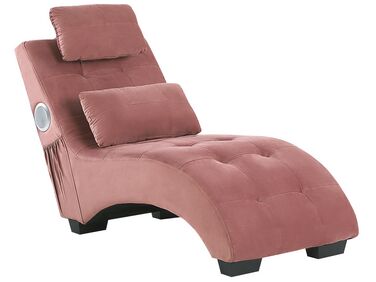 Chaise longue SIMORRE Velours Rose pastel Avec haut-parleur Bluetooth intégré