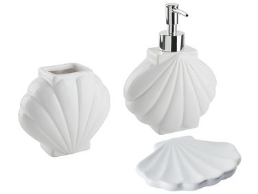 3-Piece Bathroom Accessories Set SHELL Ceramic White