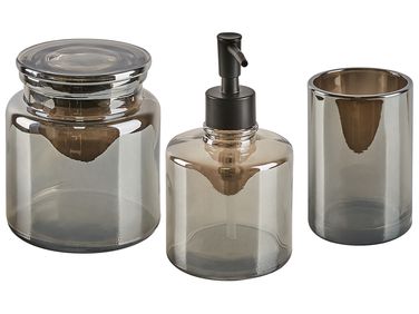 3-Piece Bathroom Accessories Set MANAGUA Glass Grey