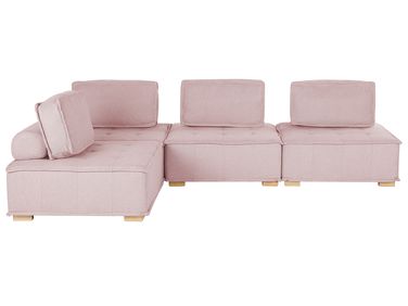 Modulaire hoekbank 4-zits TIBRO Stof Roze rechtszijdig