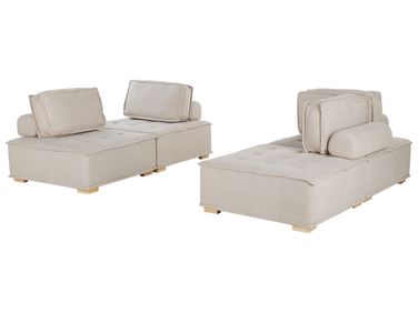 Ensemble de salon modulable 4 places TIBRO Tissu Beige clair