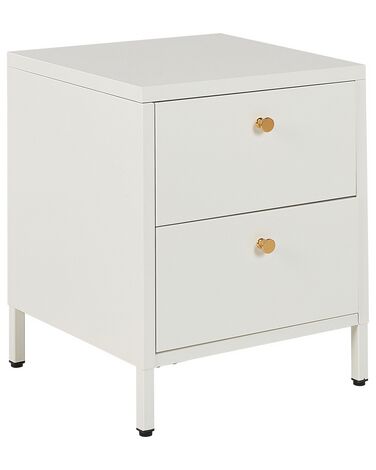 2 Drawer Bedside Table KYLEA Metal White