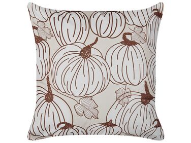 Coussin GOURD Velours 45 x 45 cm Beige Motif de plante