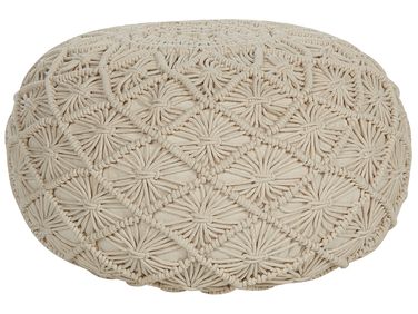 Pouffe Macramé BERKANE Cotton Beige