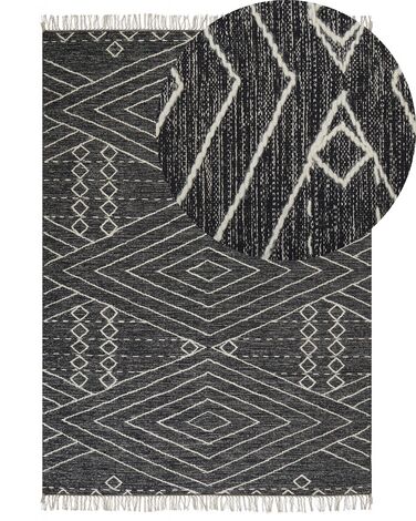 Rug KHENIFRA Black 140 x 200 cm Cotton
