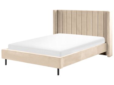 Bed Fluweel VILLETTE 140 x 200 cm Beige
